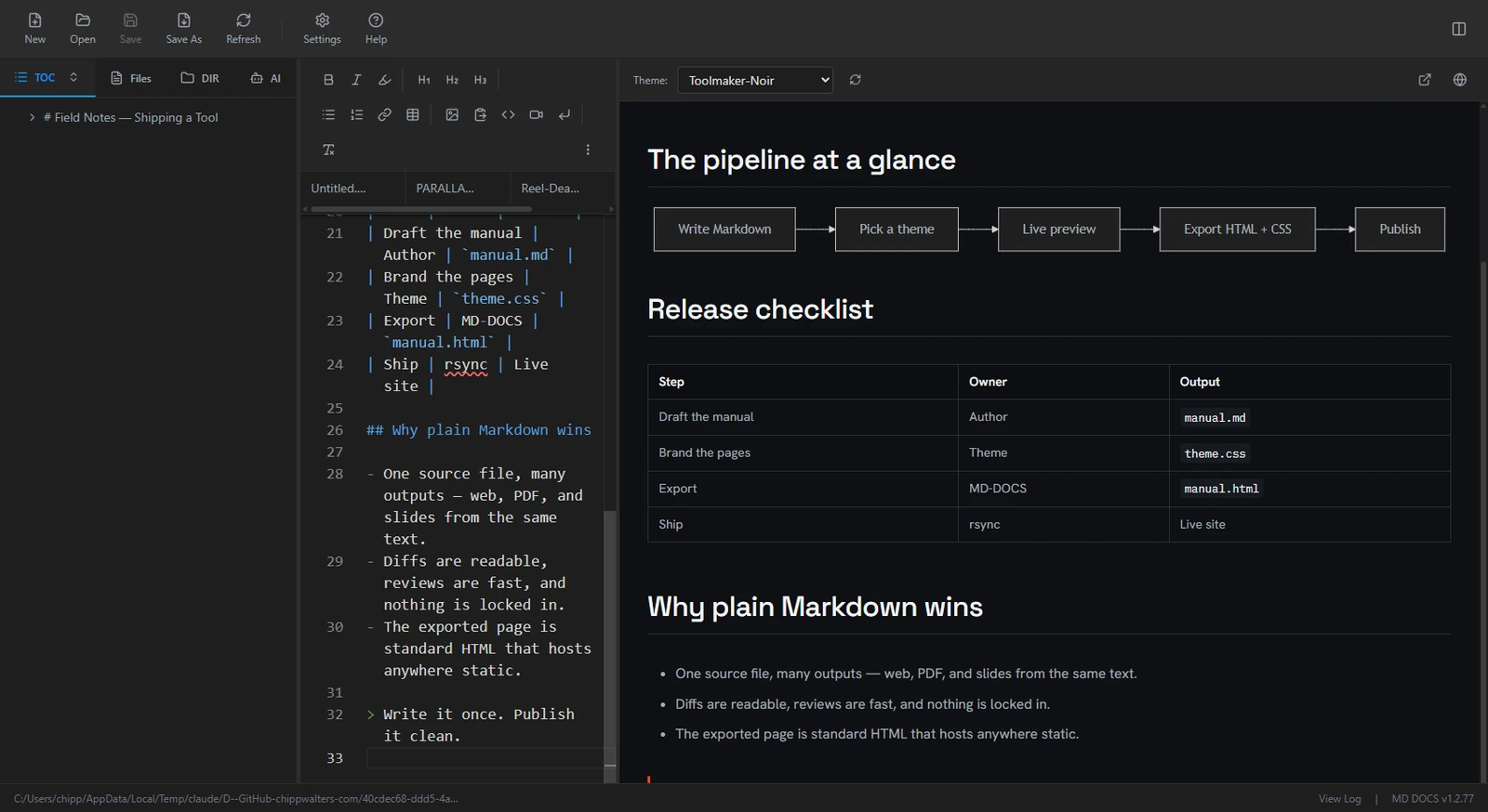 A real publishing workflow.