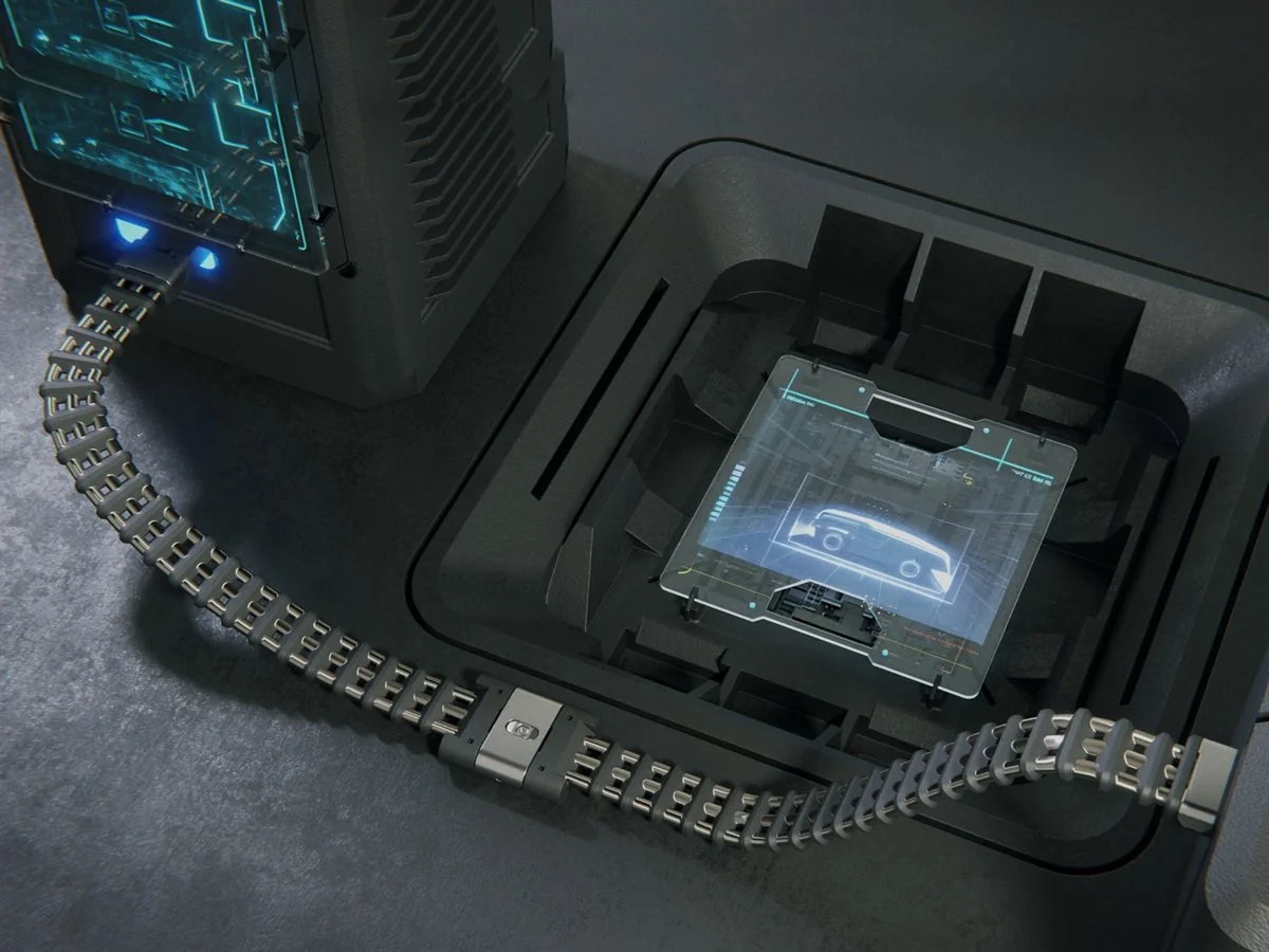 A segmented cable bent along a generated curve